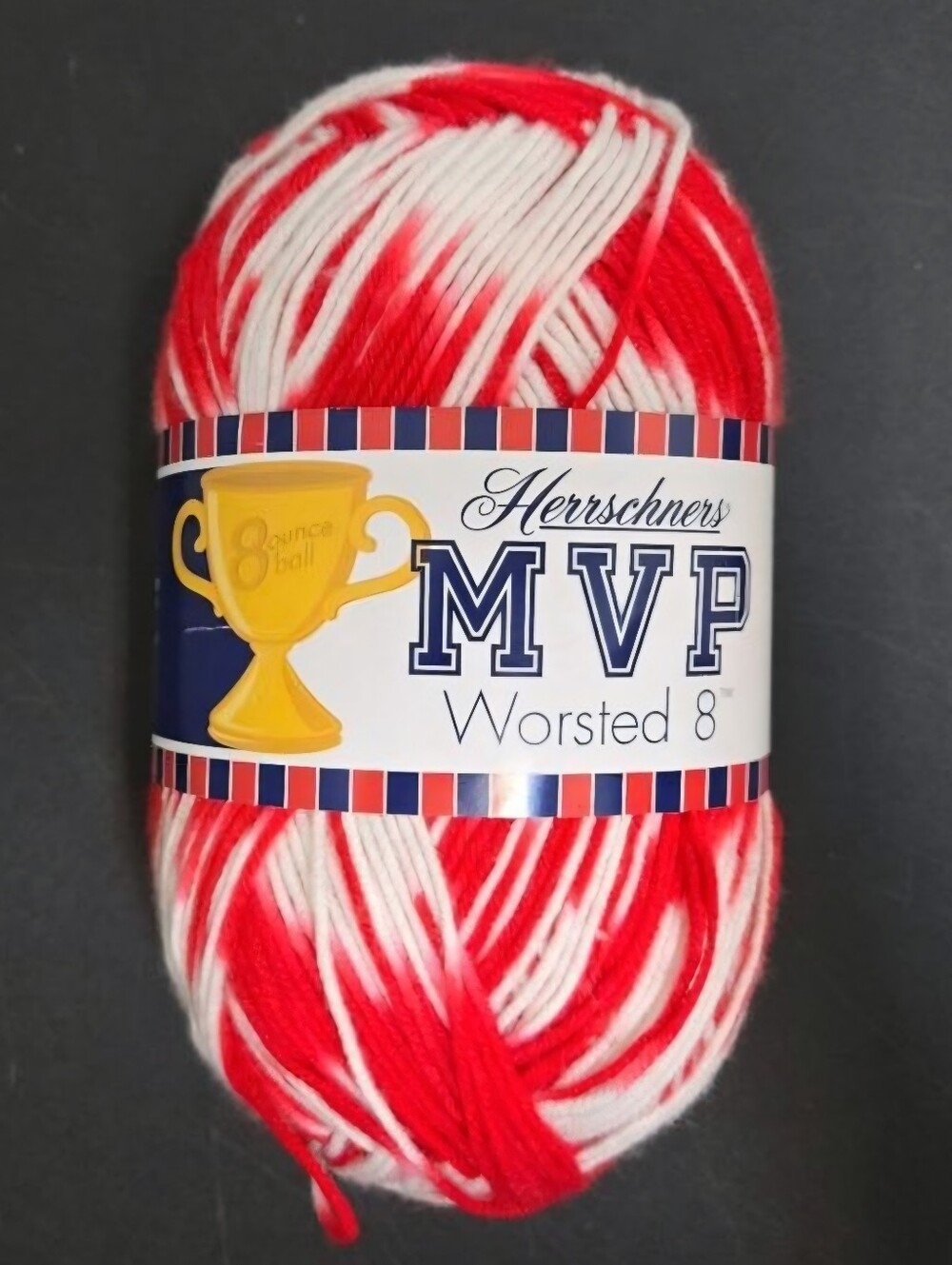 MVP Worsted 8 Red & White Yarn